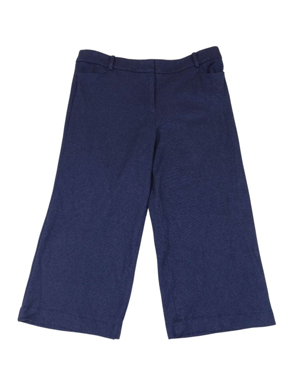 TALBOTS Modern Knit Cropped Wide Leg Pants Size 16p Navy Blue Classic Preppy